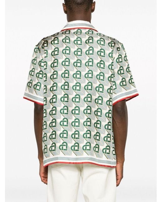 Camisa Heart Monogram de seda Casablancabrand de hombre de color Green