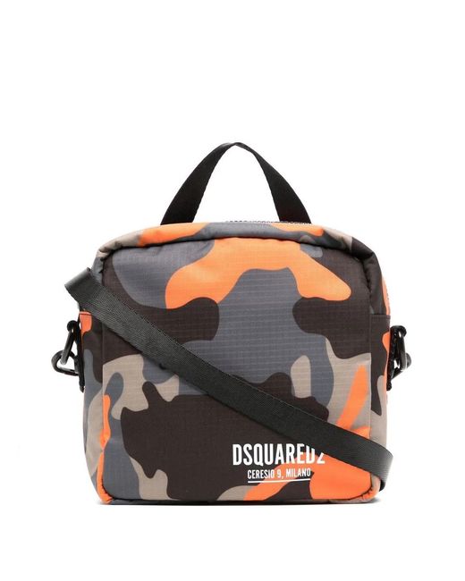 DSquared² Black Camouflage-Print Messenger Bag for men