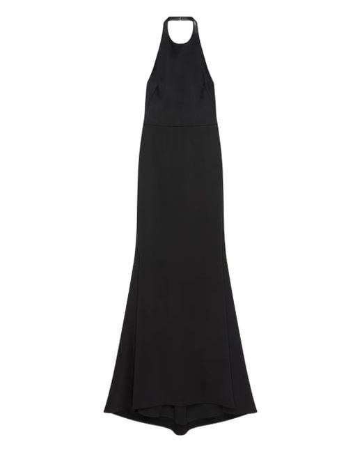 Givenchy Black Satin-Crepe Halterneck Gown