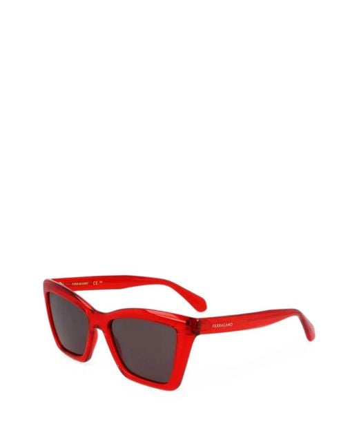 Ferragamo Eyewear Red Geometric-Frame Sunglasses