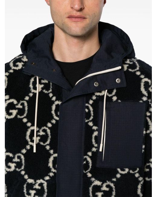 Gucci Black gg-jacquard Hooded Jacket for men