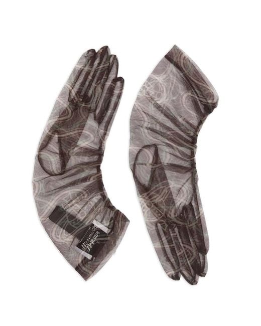 Vivienne Westwood White Printed Tulle Gloves