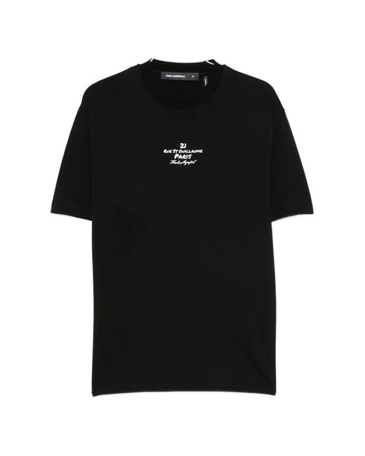 Karl Lagerfeld Black Crew-Neck Cotton T-Shirt for men