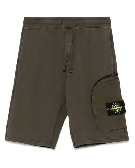 メンズ Stone Island コンパスバッジ ショートパンツ Green