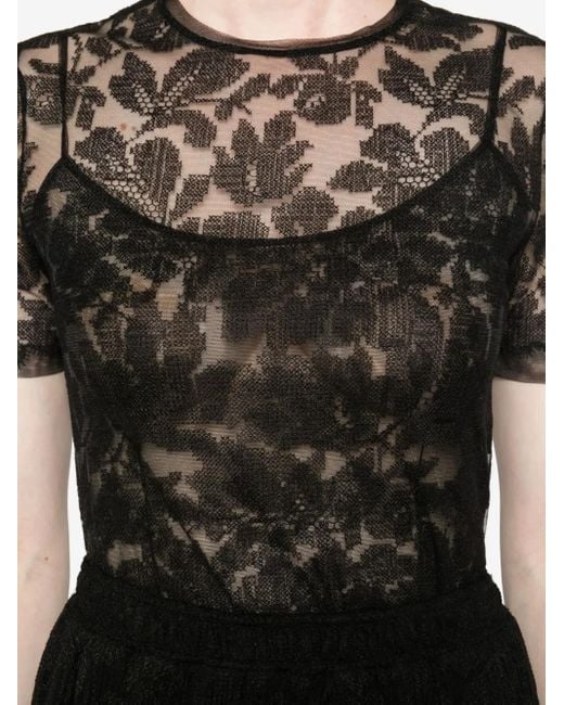 Ermanno Scervino Top Met Bloemenkant in het Black