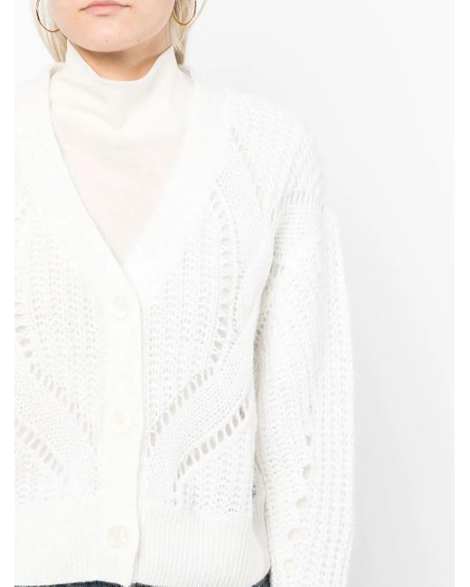 IRO White Open-Knit Cotton-Wool Blend Cardigan