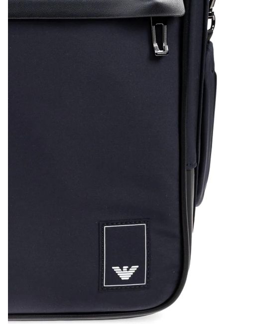 Emporio Armani Blue Logo-Patch Adjustable Backpack for men