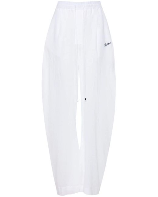 Pantalones con logo bordado The Attico de color White