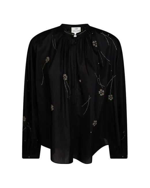 Forte_forte Black Bead-Embroidered Blouse