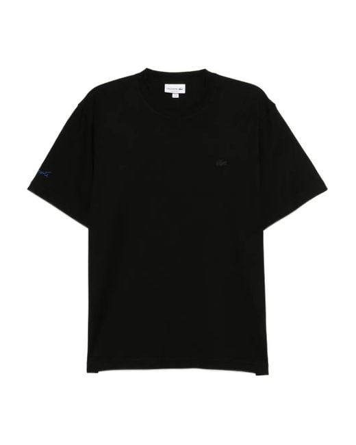 メンズ Lacoste エンブロイダリー Tシャツ Black