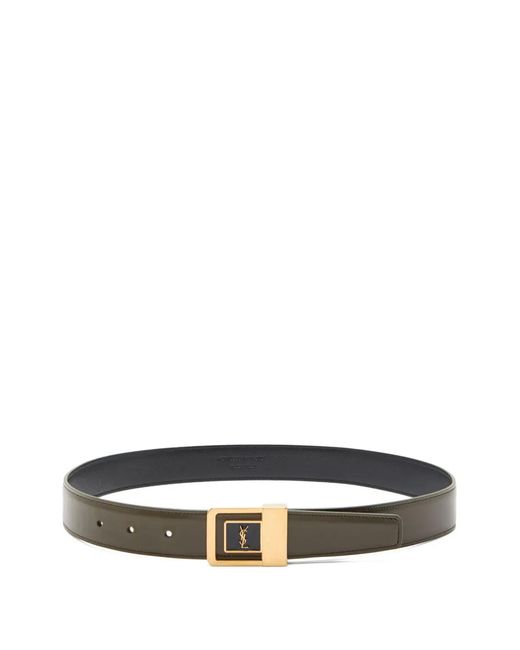 Saint Laurent White Logo-Buckle Belt