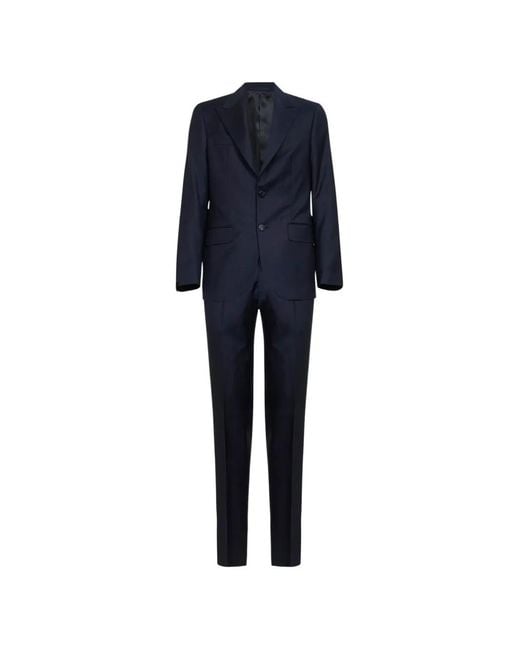 D4.0 Blue Costume À Revers Crantés for men