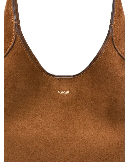 COACH Brown Braune Lederhandtasche Reißverschluss Gebogen