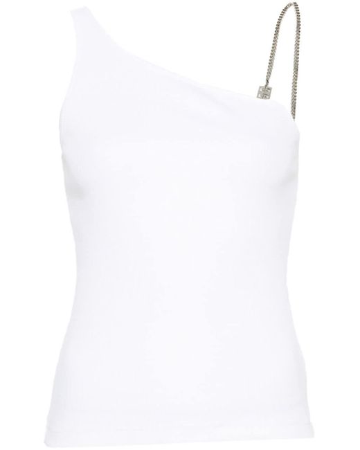 Top asimmetrico in cotone con catena di Givenchy in White