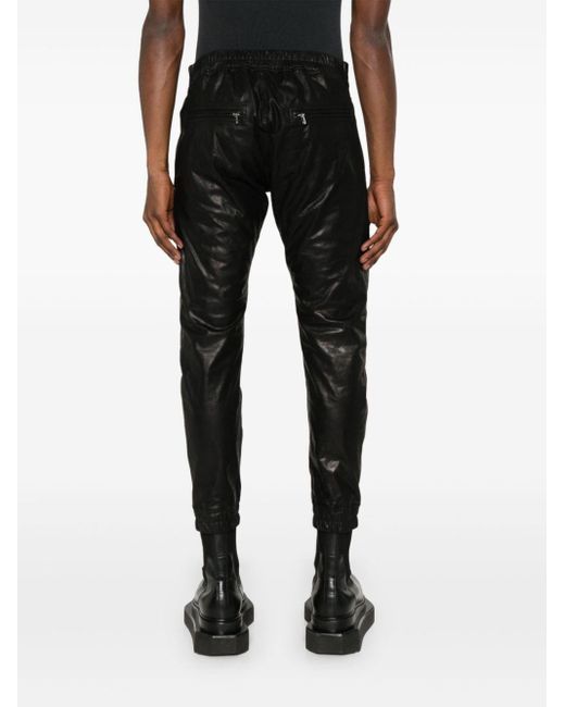 Rick Owens Black Luxor Leather Trousers for men