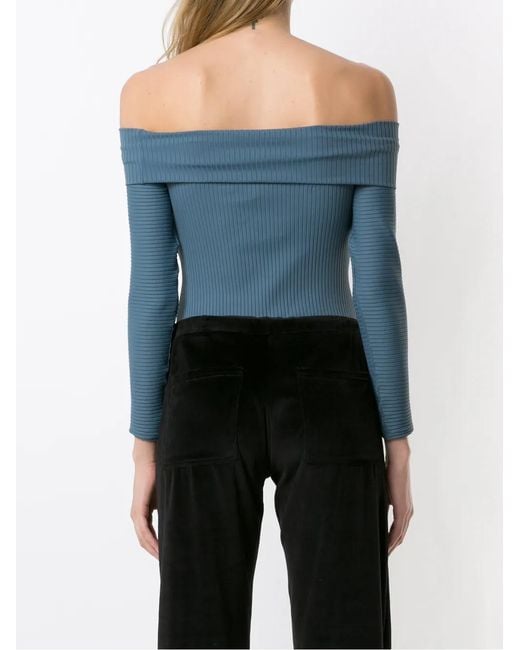 Amir Slama Blue Off-Shoulder Bodysuit