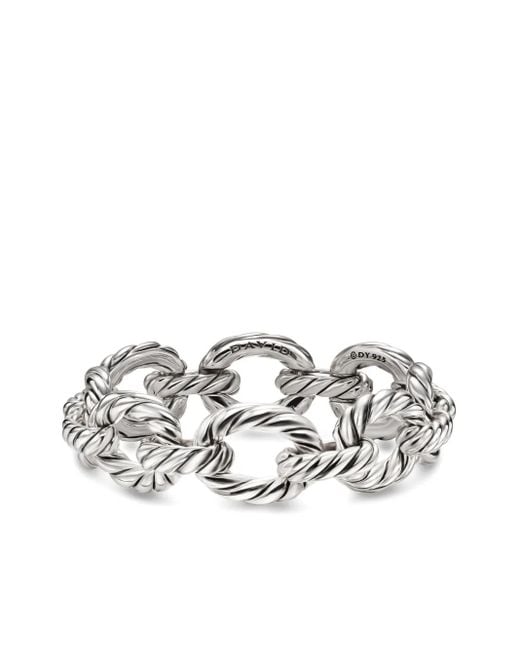 Pulsera de eslabones ovalados en plata de ley David Yurman de color Metallic