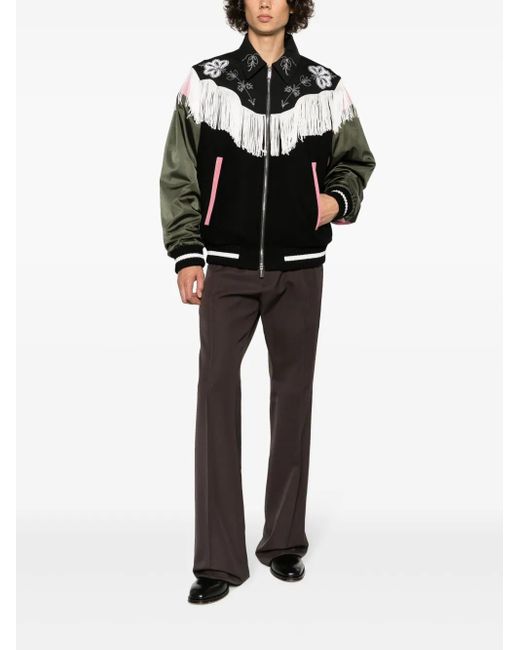 DSquared² Black Frayed-Trim Bomber Jacket for men