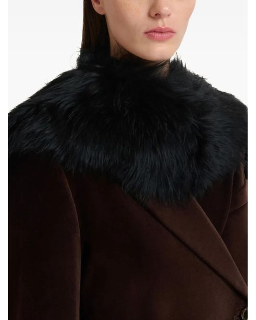 Marni Black Shearling Leather-Tie Collar