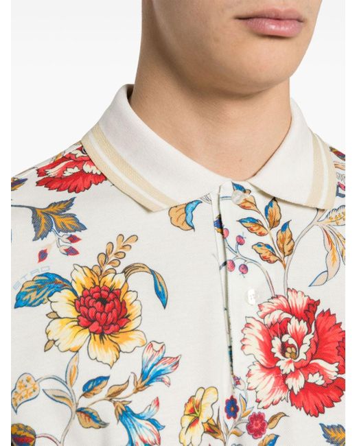 Etro Poloshirt mit Blumen-Print in White für Herren