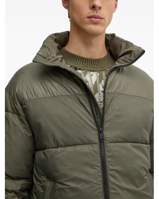 Lindbergh Green Funnel-Neck Puffer Jacket for men