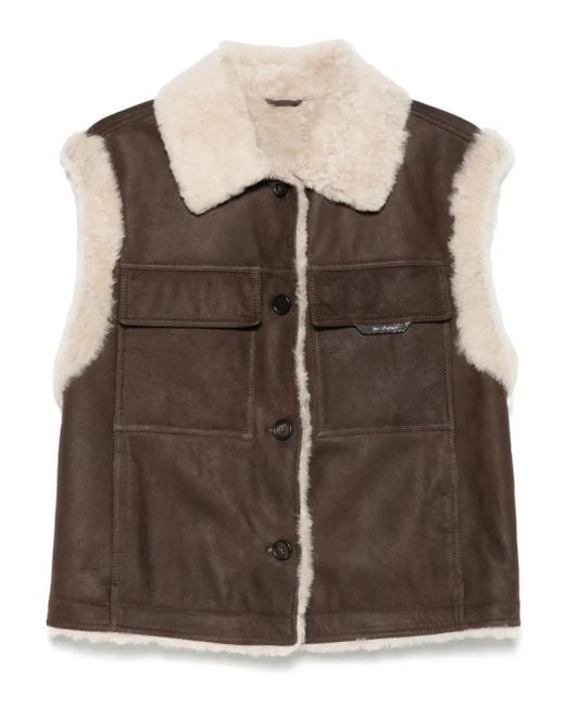 Brunello Cucinelli シアリングカラーベスト Brown