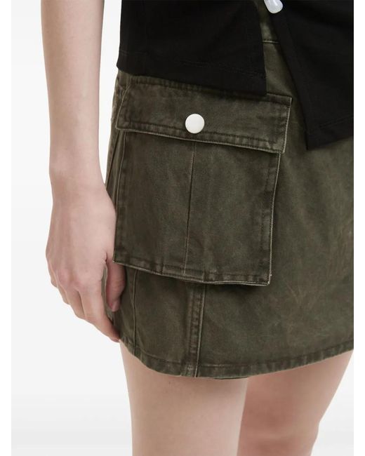 B+ AB Green Distressed-Effect Panelled Shorts