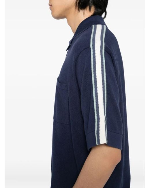 SPORT b. by agnès b. Blue Knitted Polo Shirt for men