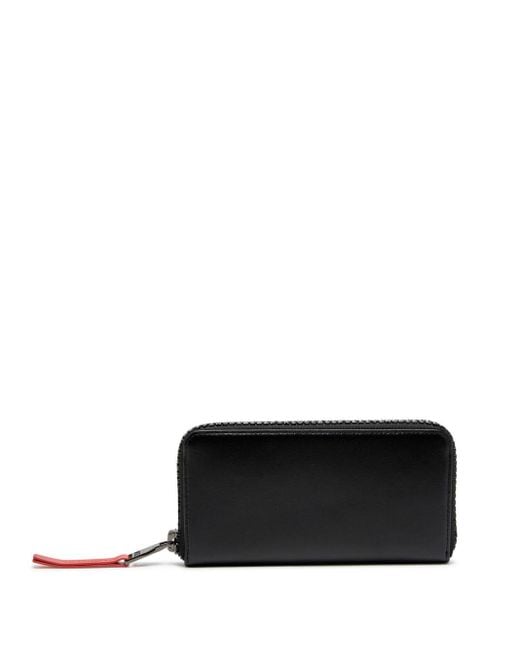 DIESEL Black Long Leather Wallet With Logo Zip for men