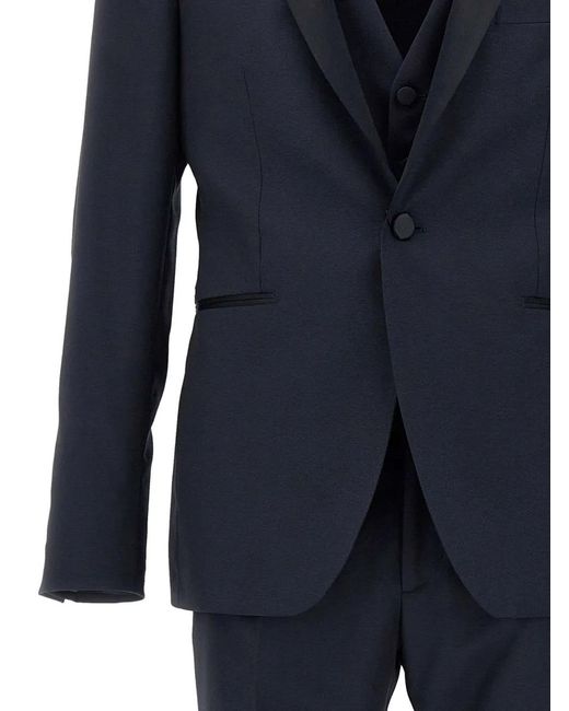 Tagliatore Blue Single-Breasted Three-Piece Suit for men