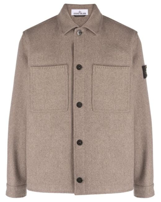 Stone Island Panno Speciale Shirt Jacket in Brown for Men | Lyst UK
