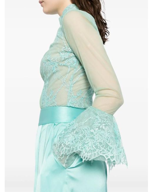 Saiid Kobeisy Green Lace Bodysuit With Coco Pants