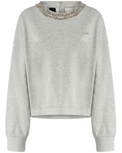 Sudadera con apliques de lentejuelas Pinko de color Gray