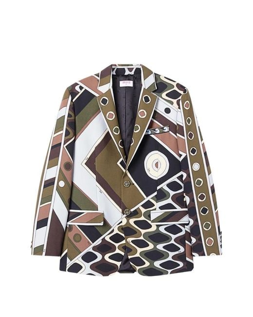 Emilio Pucci White Vivara-Print Oversized Jacket