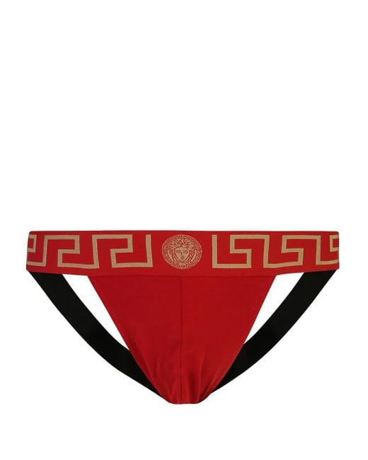Versace Red Greca Border Jockstrap for men