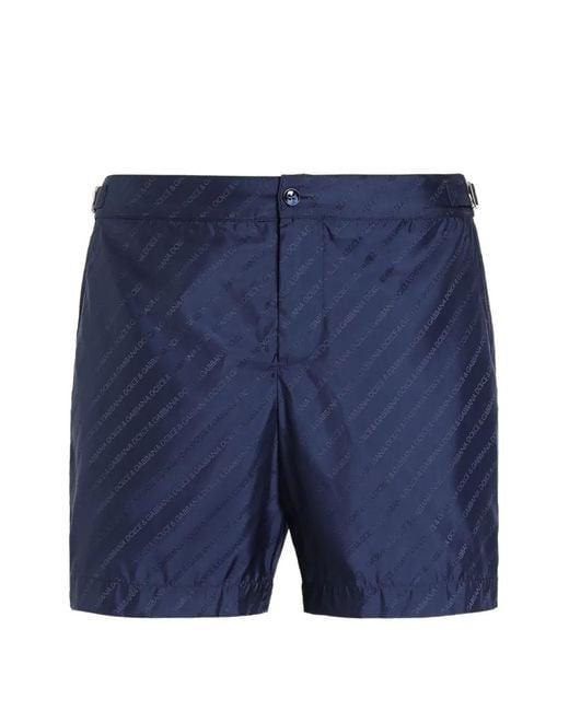 Dolce & Gabbana Blue Jacquard Logo Swim Boxers for men