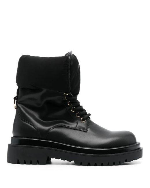 Versace Jeans Couture Black Logo-Print Ankle-Length Boots