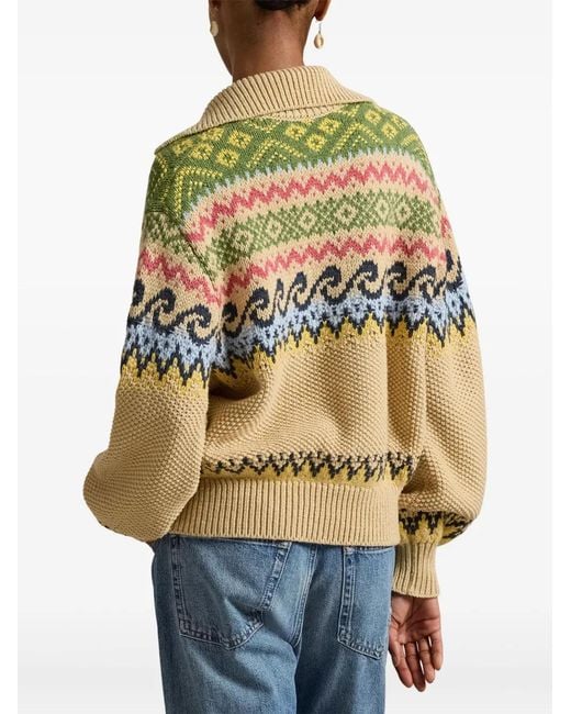 Polo Ralph Lauren Metallic Fair Isle Lace-Up Sweater