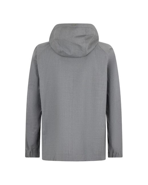 Herno Gray Zip-Up Hooded Jacket for men
