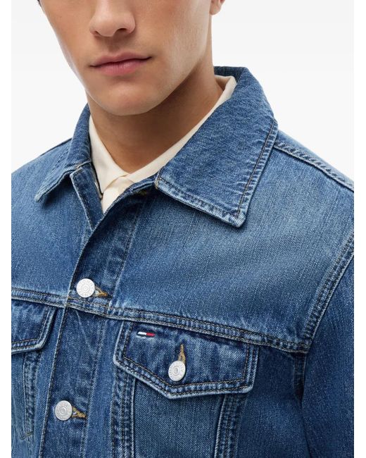 Tommy Hilfiger Blue Ryan Logo-Patch Denim Jacket for men