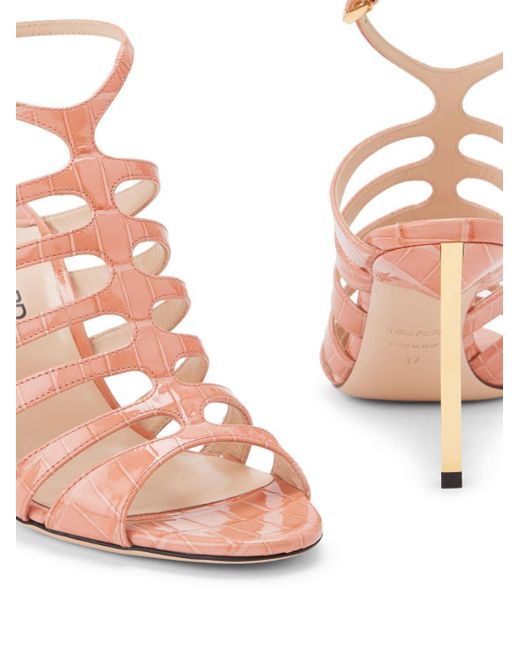 Tom Ford Pink 85mm Crocodile-embossed Leather Sandals