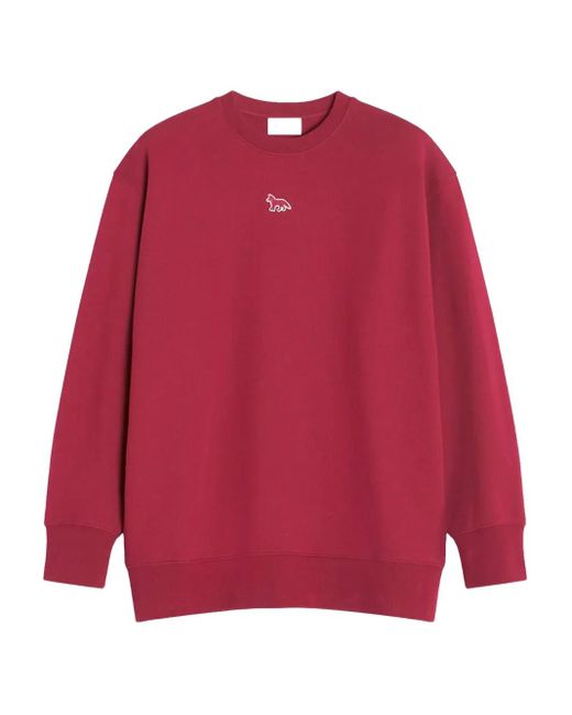 Maison Kitsuné Sweater Met Vossenapplicatie in het Red
