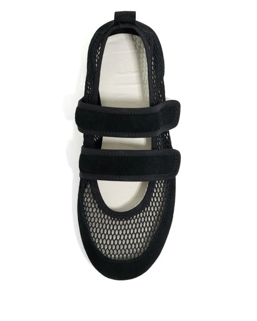 Bimba Y Lola Black Mesh-Panelling Ballerina Shoes
