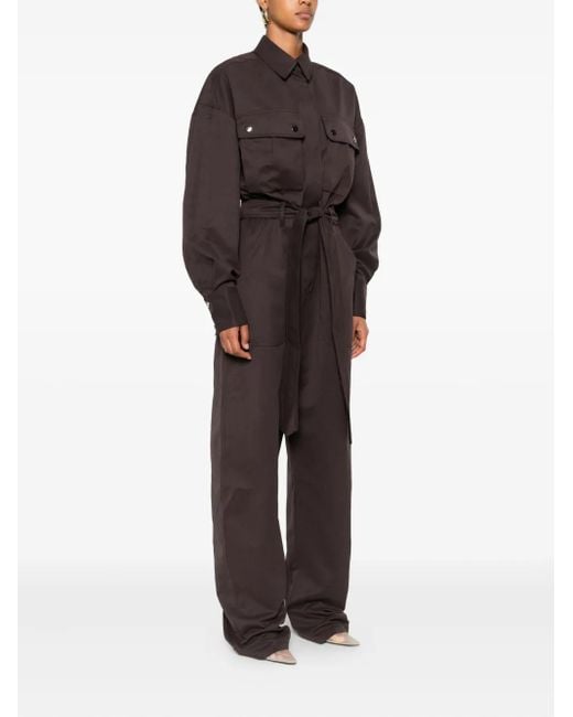 ANDAMANE Brown Vania Cargo Belted Jumpsuit