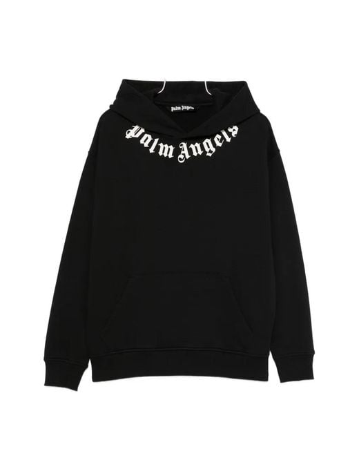 Palm Angels Black Neck Logo Printed Hoodie for men