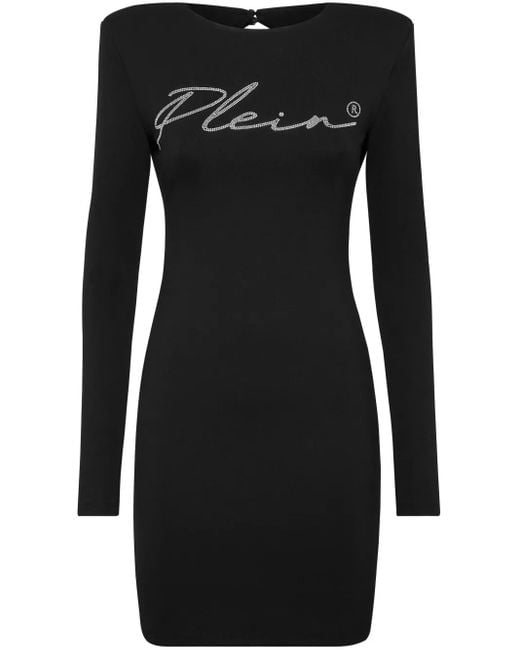 Philipp Plein Mini-Jurk Verfraaid Met Kristallen in het Black