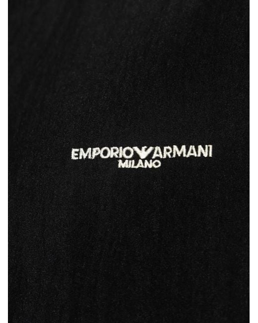 Emporio Armani Black Logo-Embroidered Zip-Up Jacket for men