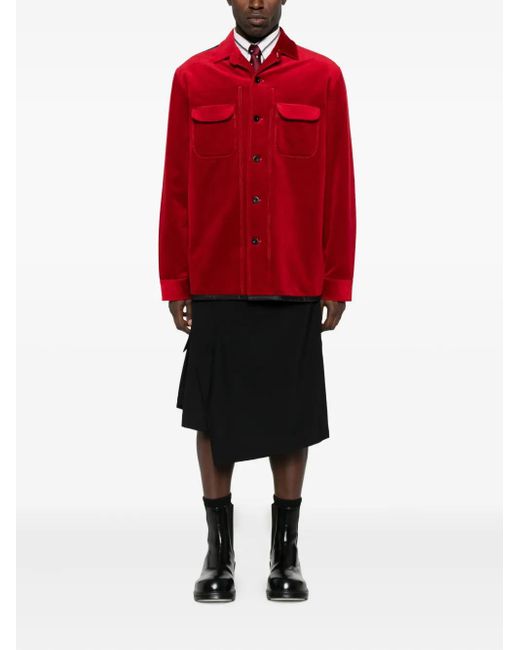 Junya Watanabe Red Panelled Shirt Jacket for men