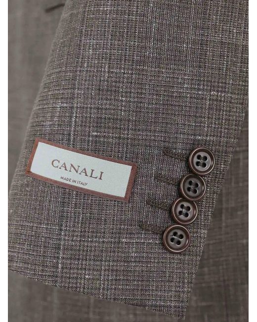 Canali Gray Checked Button Suit for men