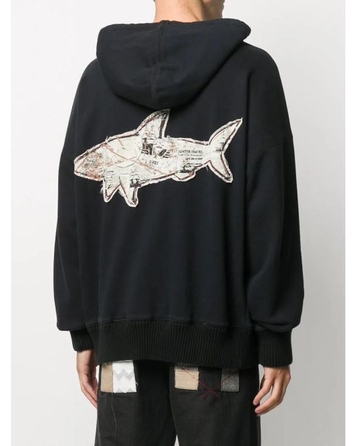 Paul & Shark Blue Slouchy Logo Embroidered Hoodie for men